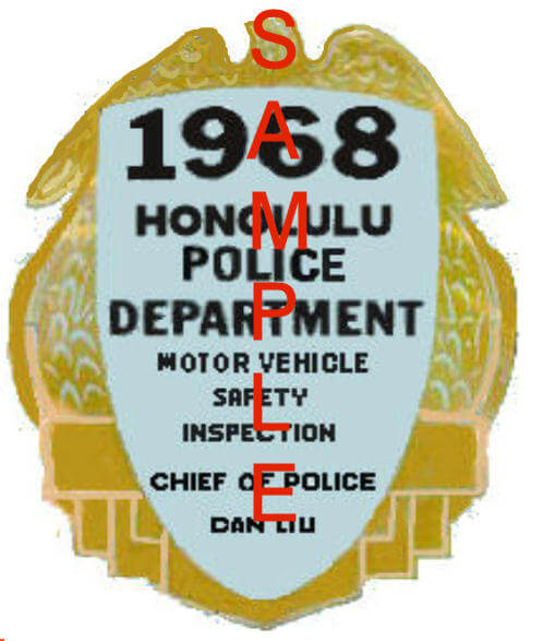 (image for) 1968 Hawaii inspection sticker HONOLULU